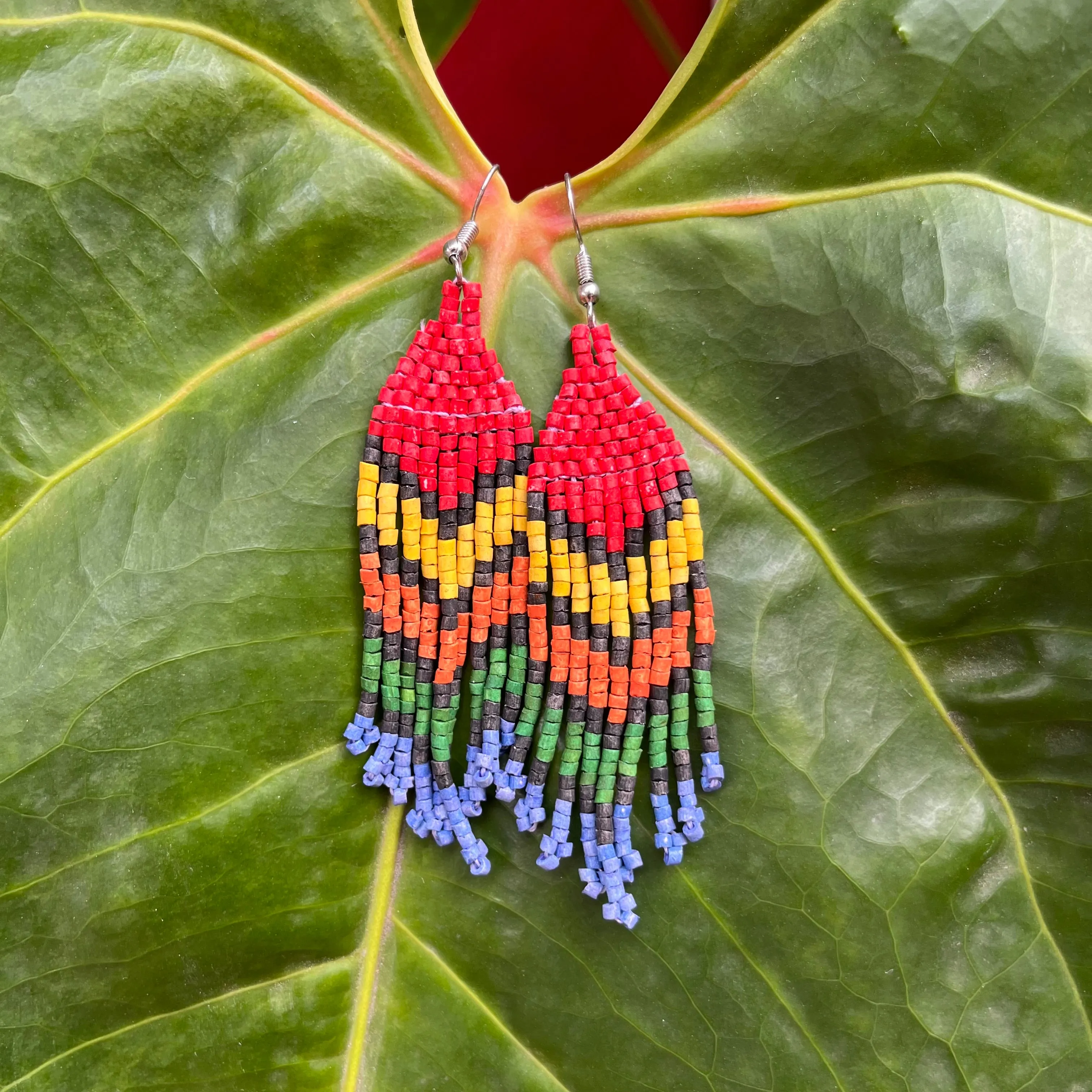 Ultra Lightweight Beaded Earrings in Layered Arrow Design