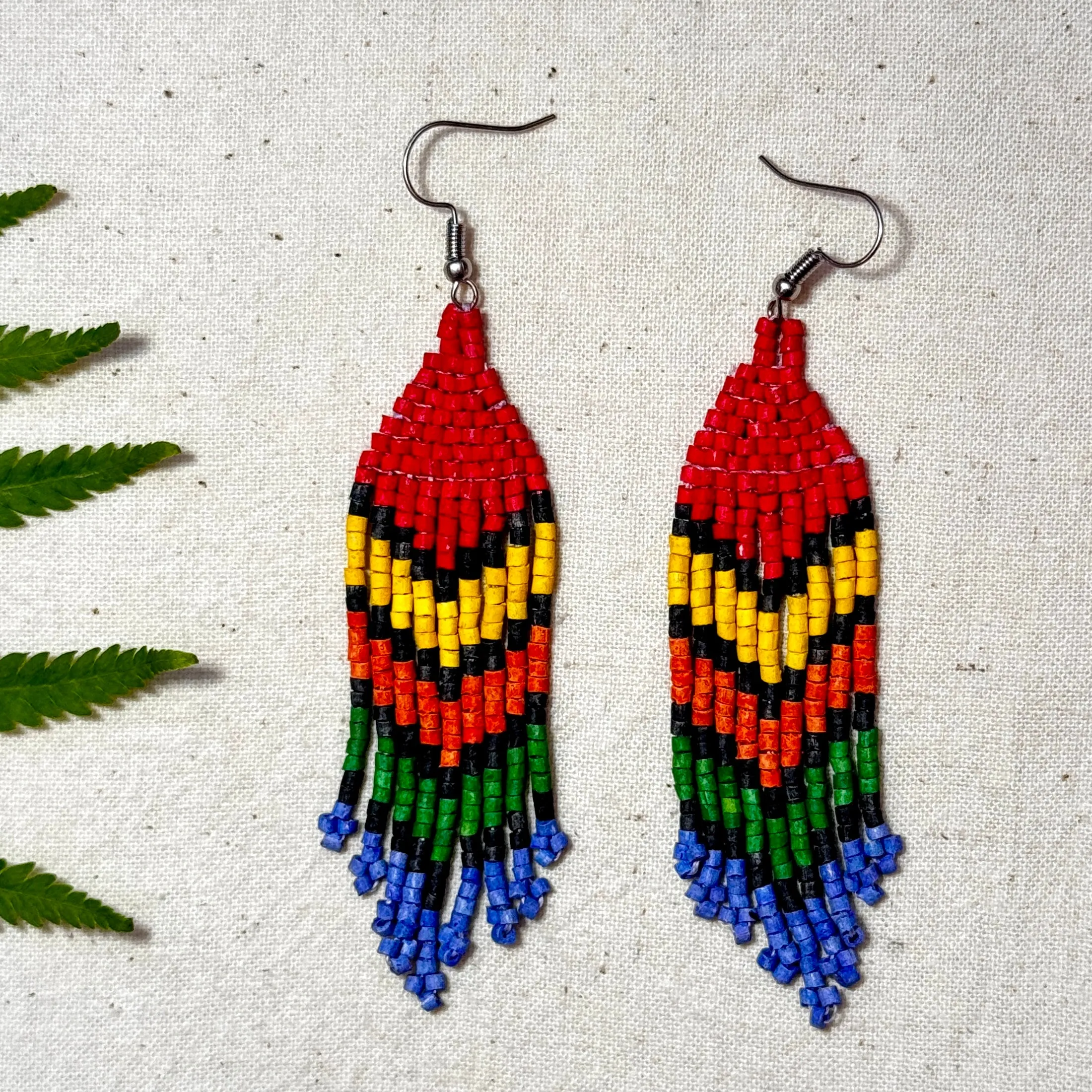 Ultra Lightweight Beaded Earrings in Layered Arrow Design