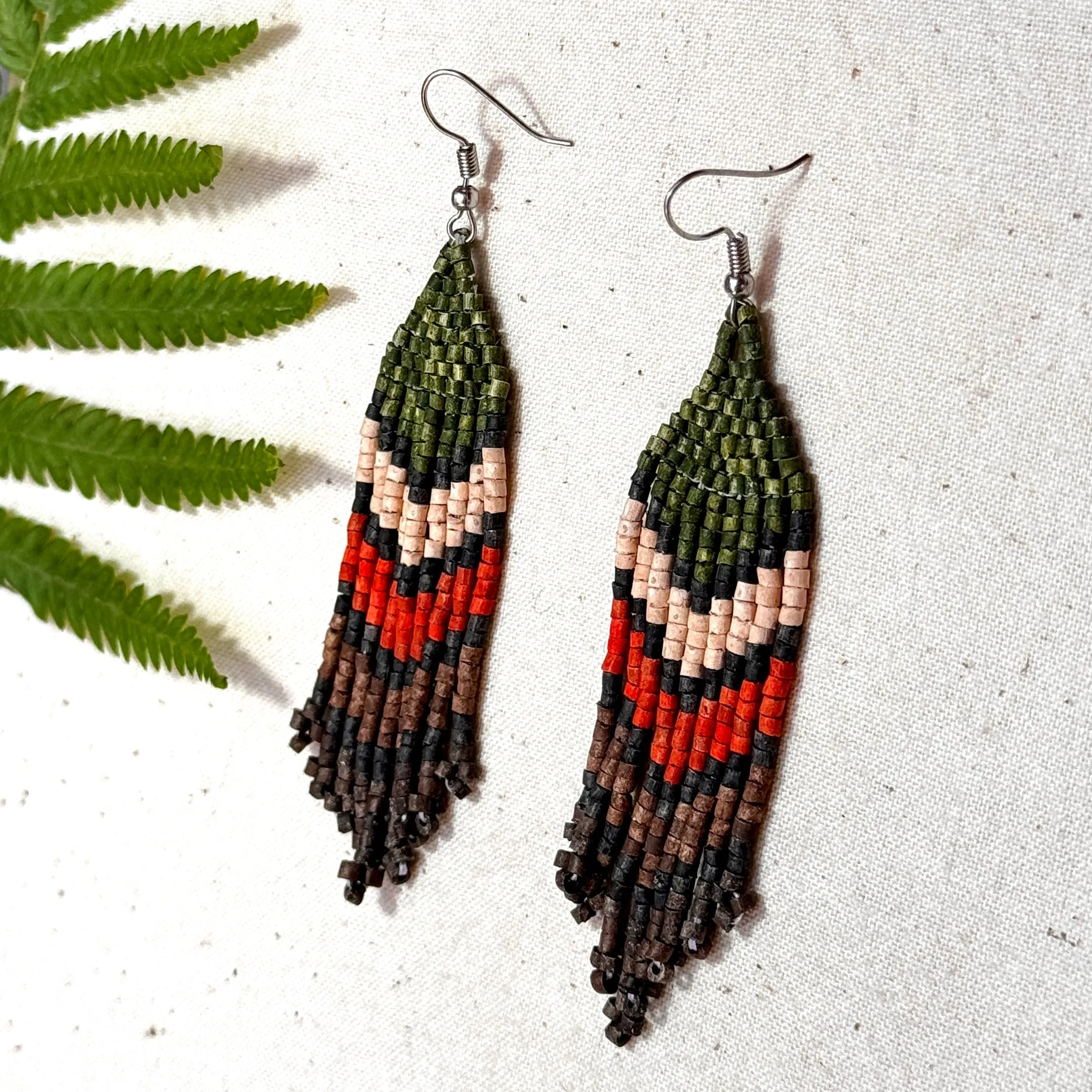 Ultra Lightweight Beaded Earrings in Layered Arrow Design