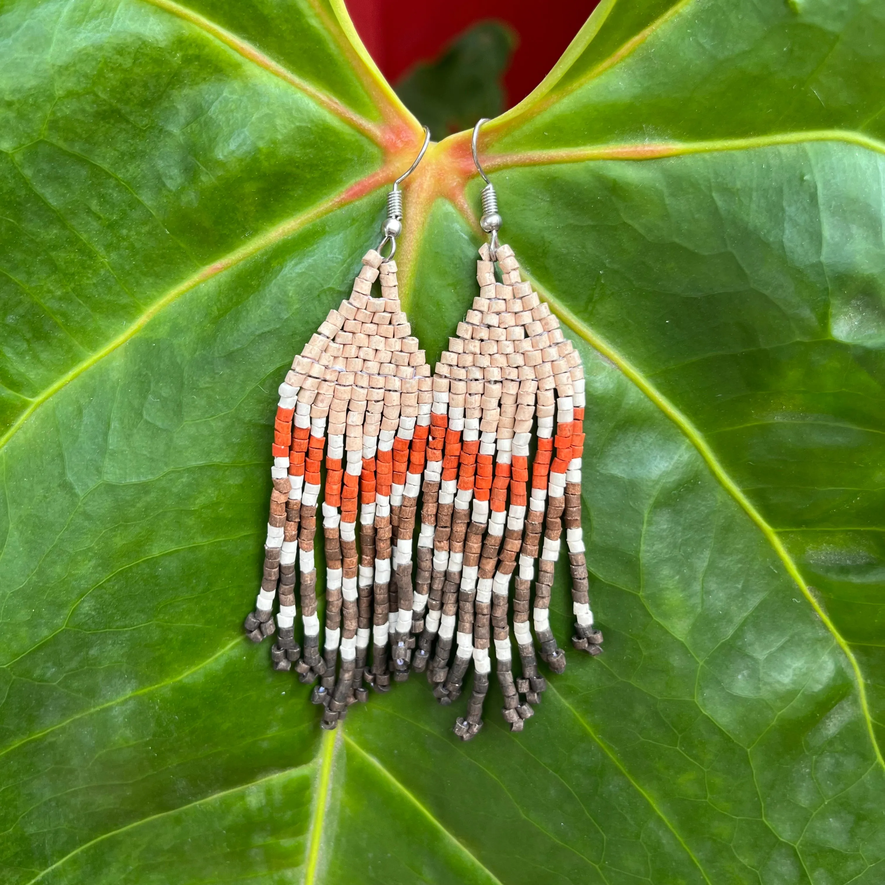 Ultra Lightweight Beaded Earrings in Layered Arrow Design