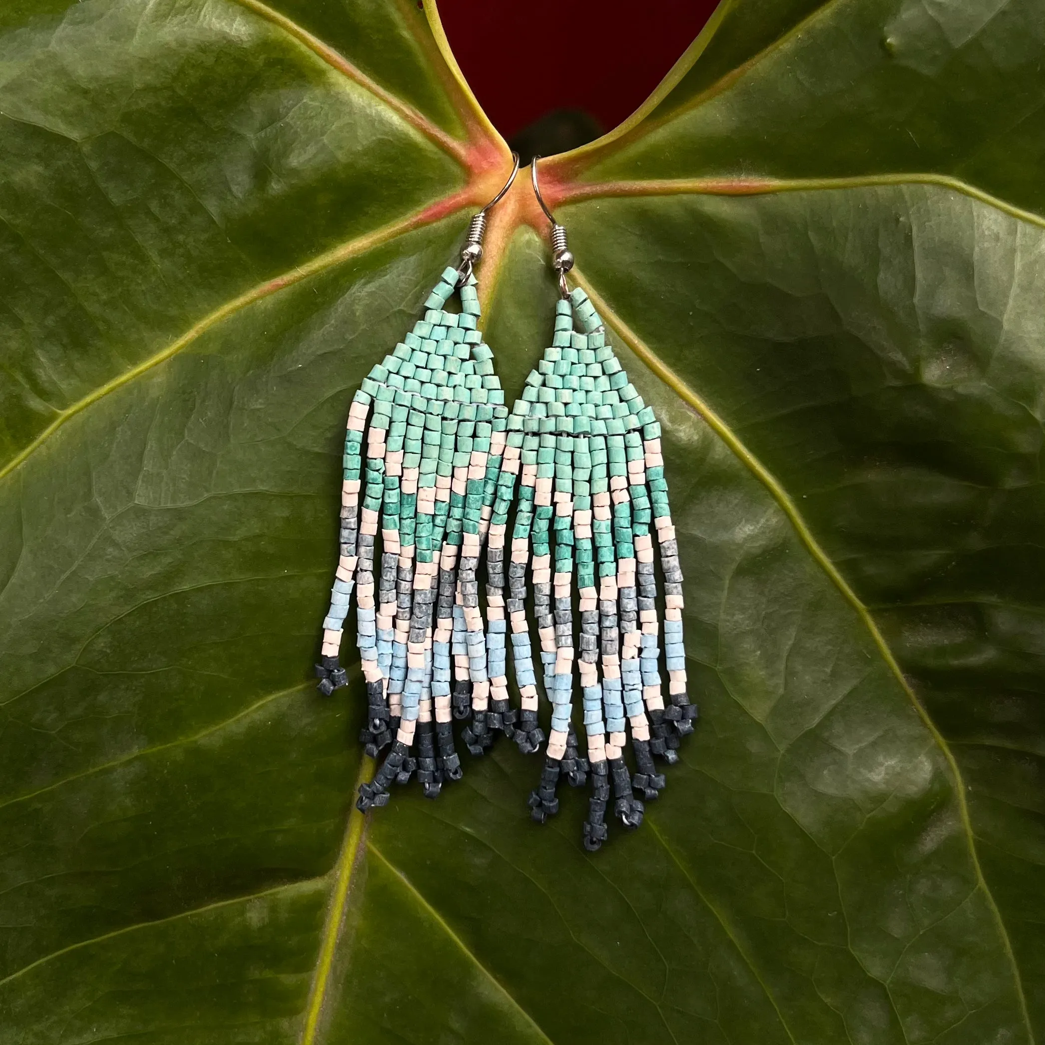 Ultra Lightweight Beaded Earrings in Layered Arrow Design