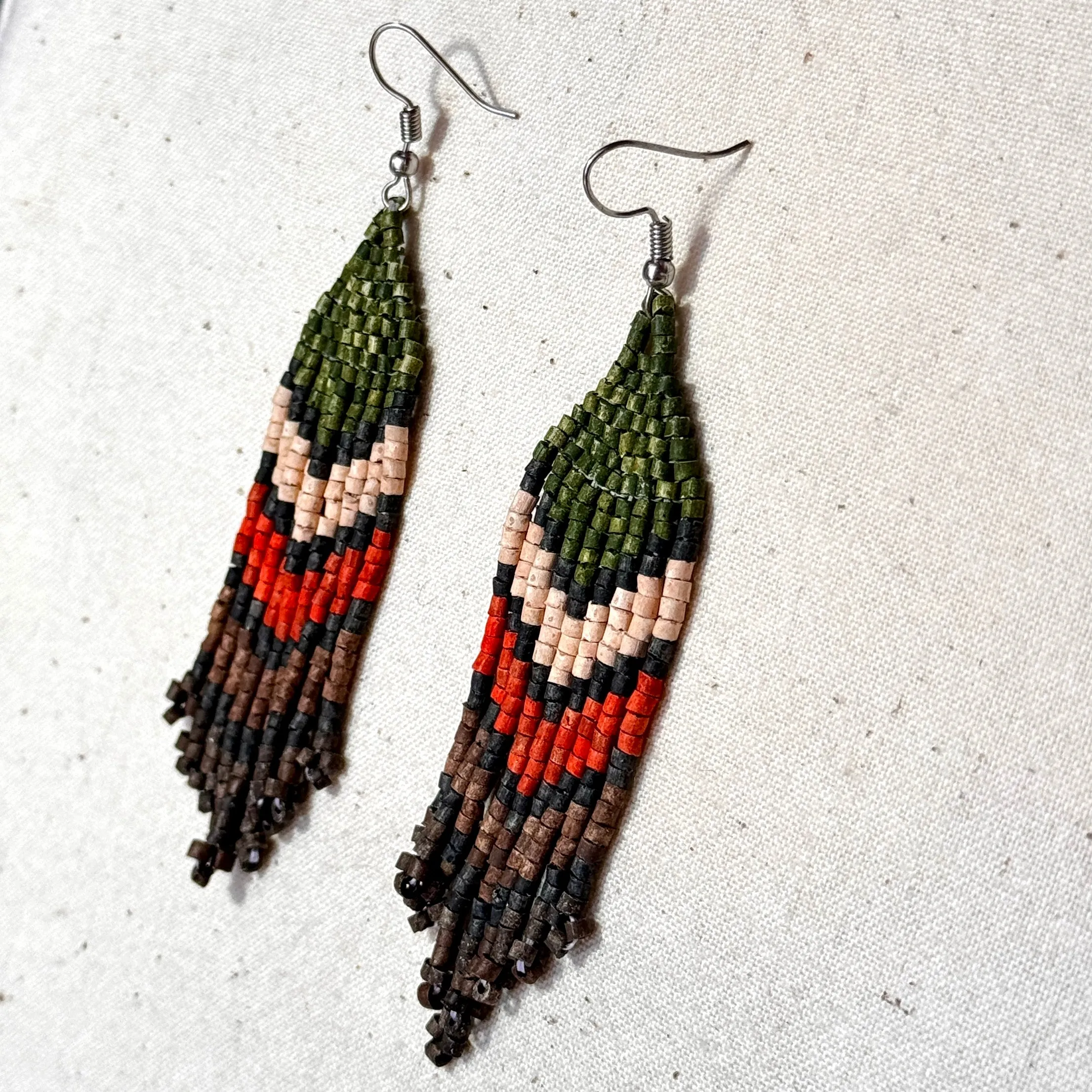 Ultra Lightweight Beaded Earrings in Layered Arrow Design