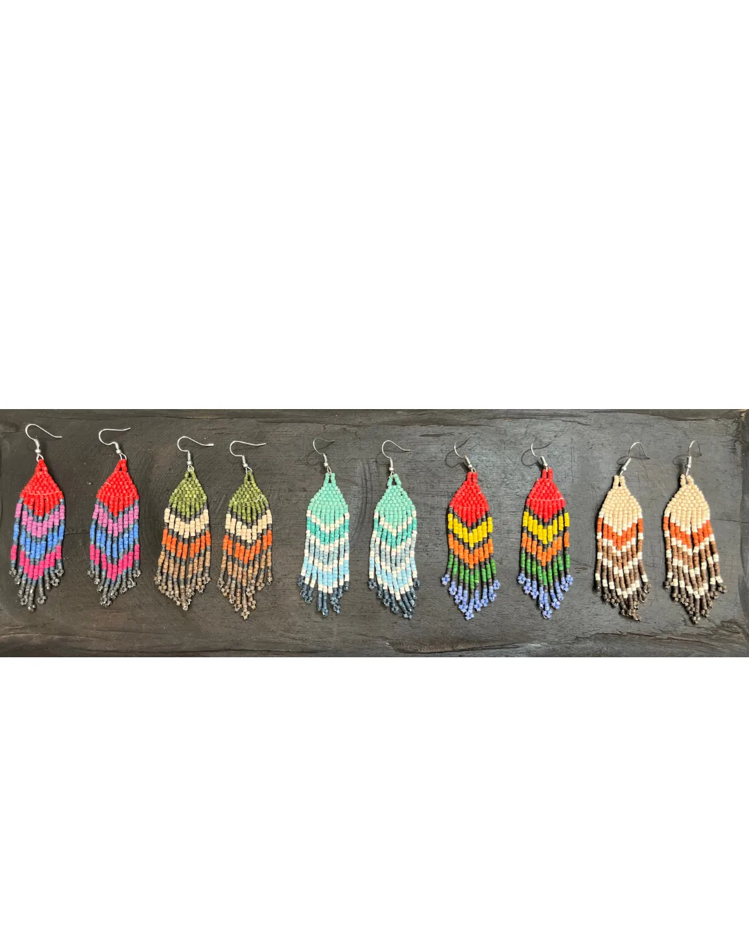 Ultra Lightweight Beaded Earrings in Layered Arrow Design