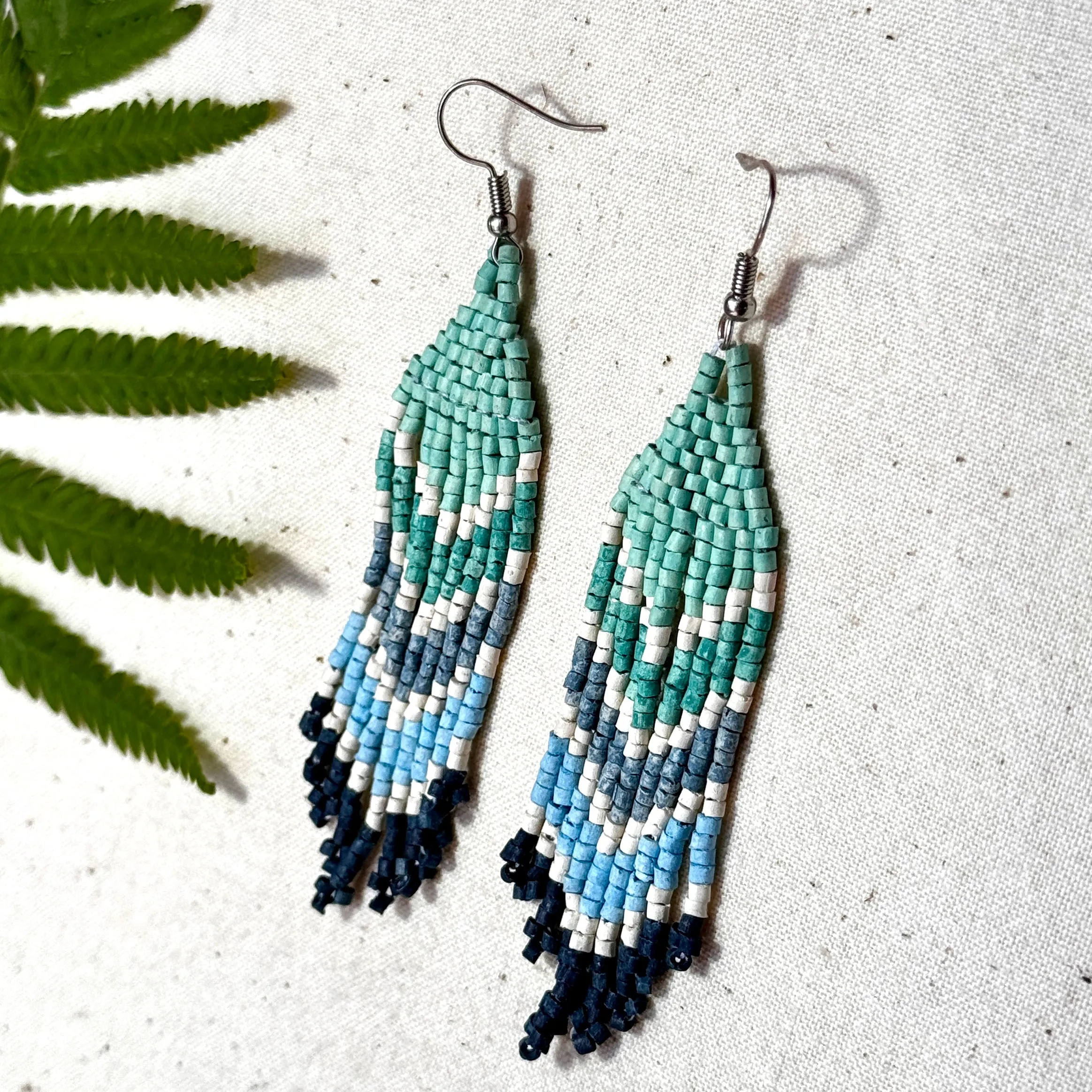 Ultra Lightweight Beaded Earrings in Layered Arrow Design
