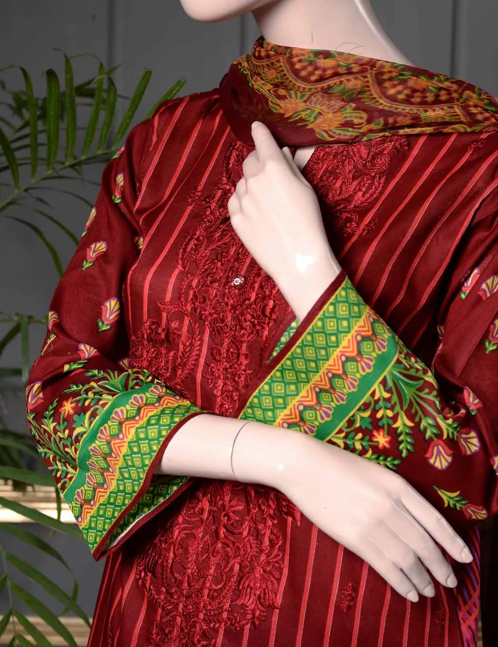 Un-stitched Embroidered Lawn (SE-1B) Tribal Bloom