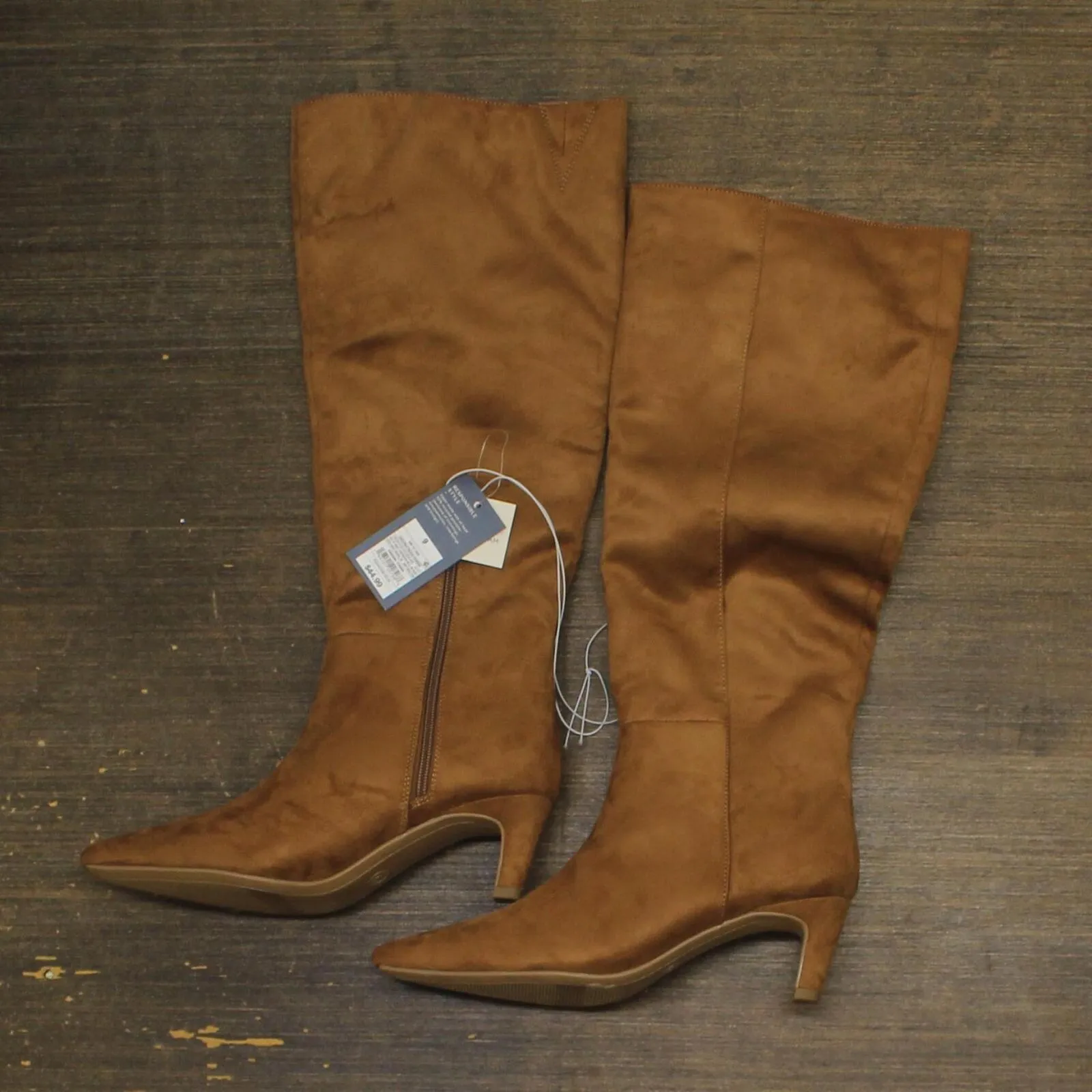 Universal Thread Kendra Kitten Heel Tall Dress Boots Chestnut Brown 9M