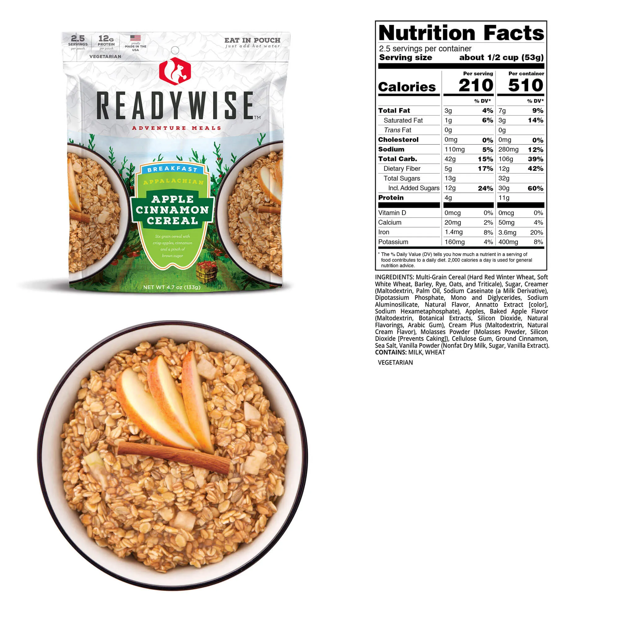 Value Pack Case of 6 Appalachian Apple Cinnamon Cereal Food Buckets