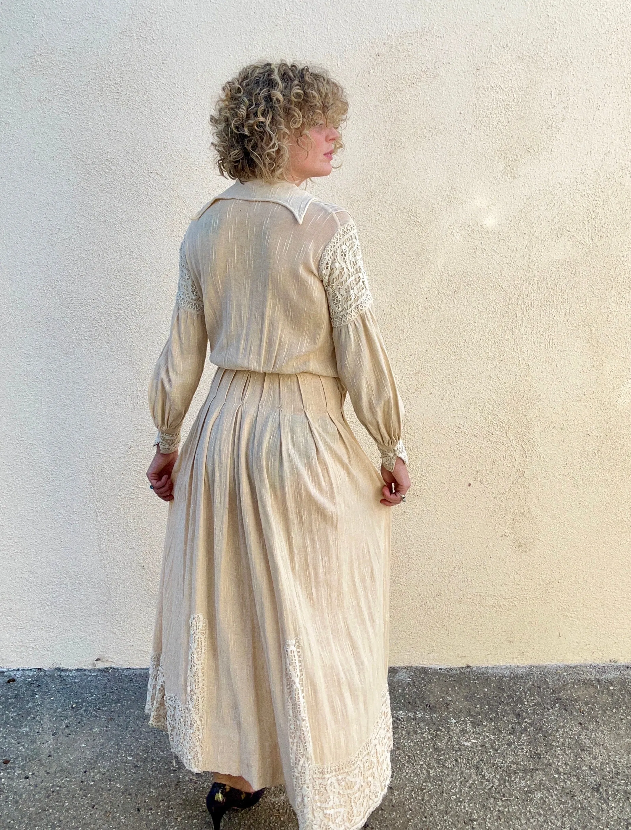 Victorian Crepe Raw Silk Dress
