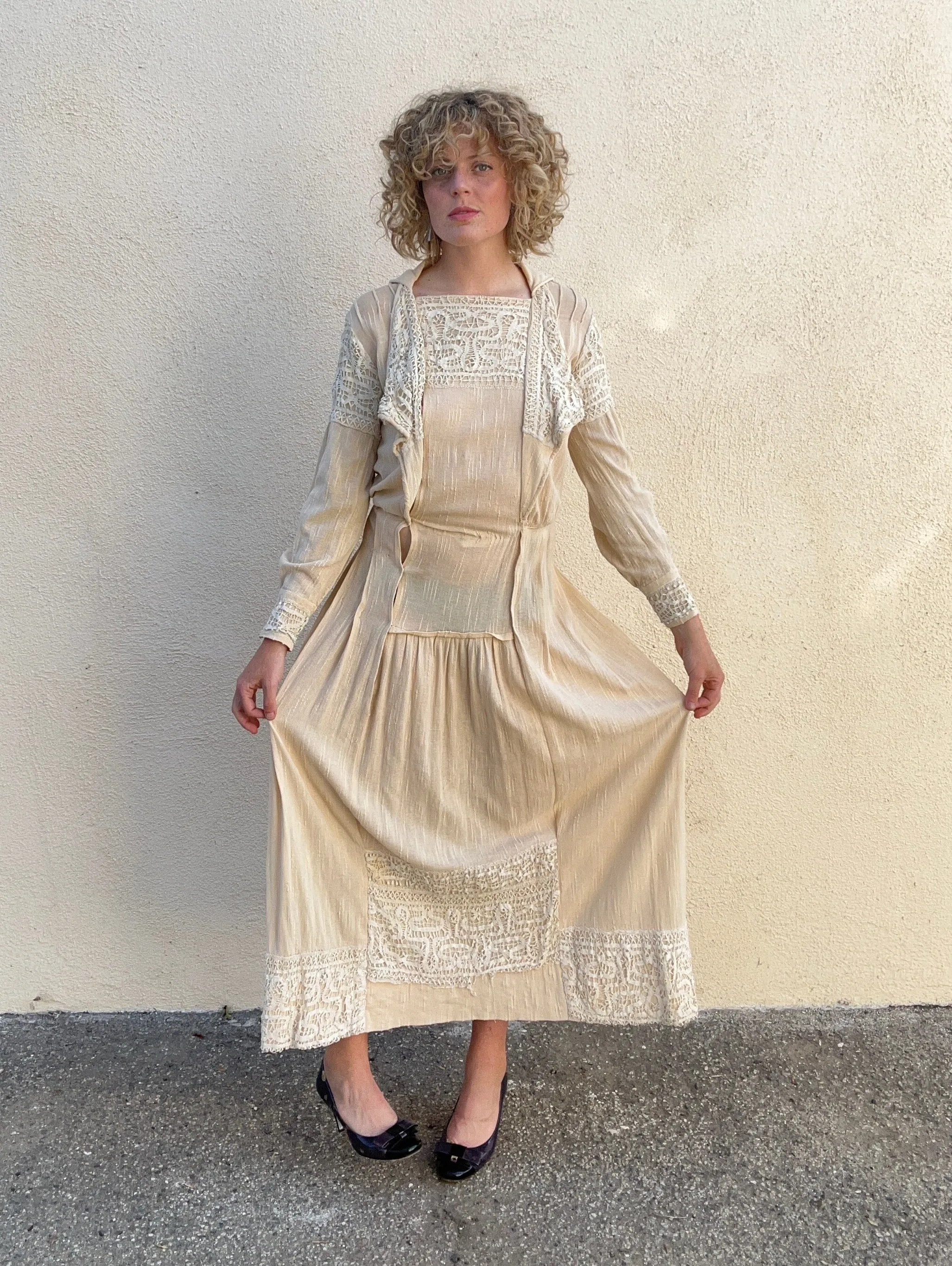 Victorian Crepe Raw Silk Dress