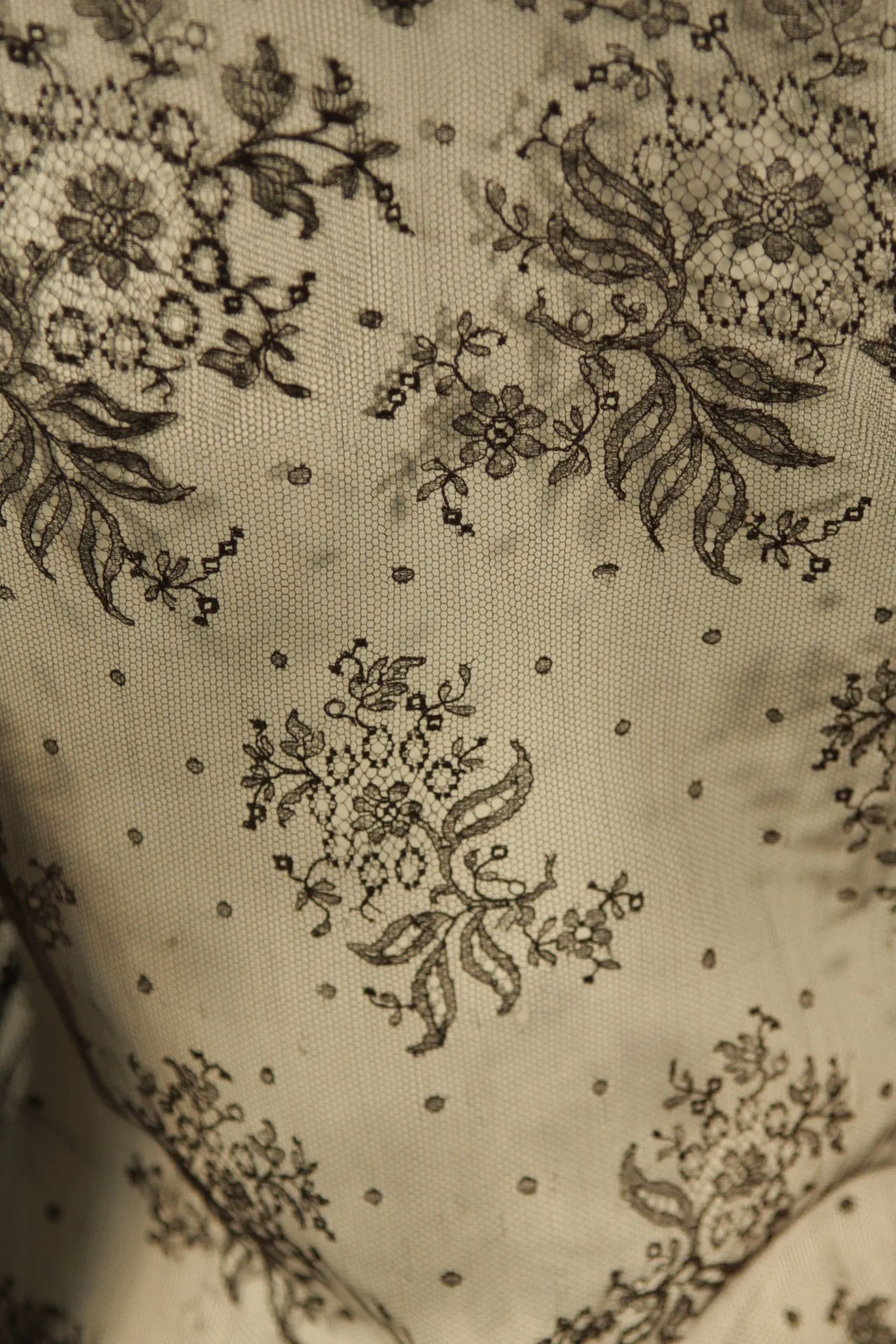 VINTAGE Black French Lace Drop Waist Dress