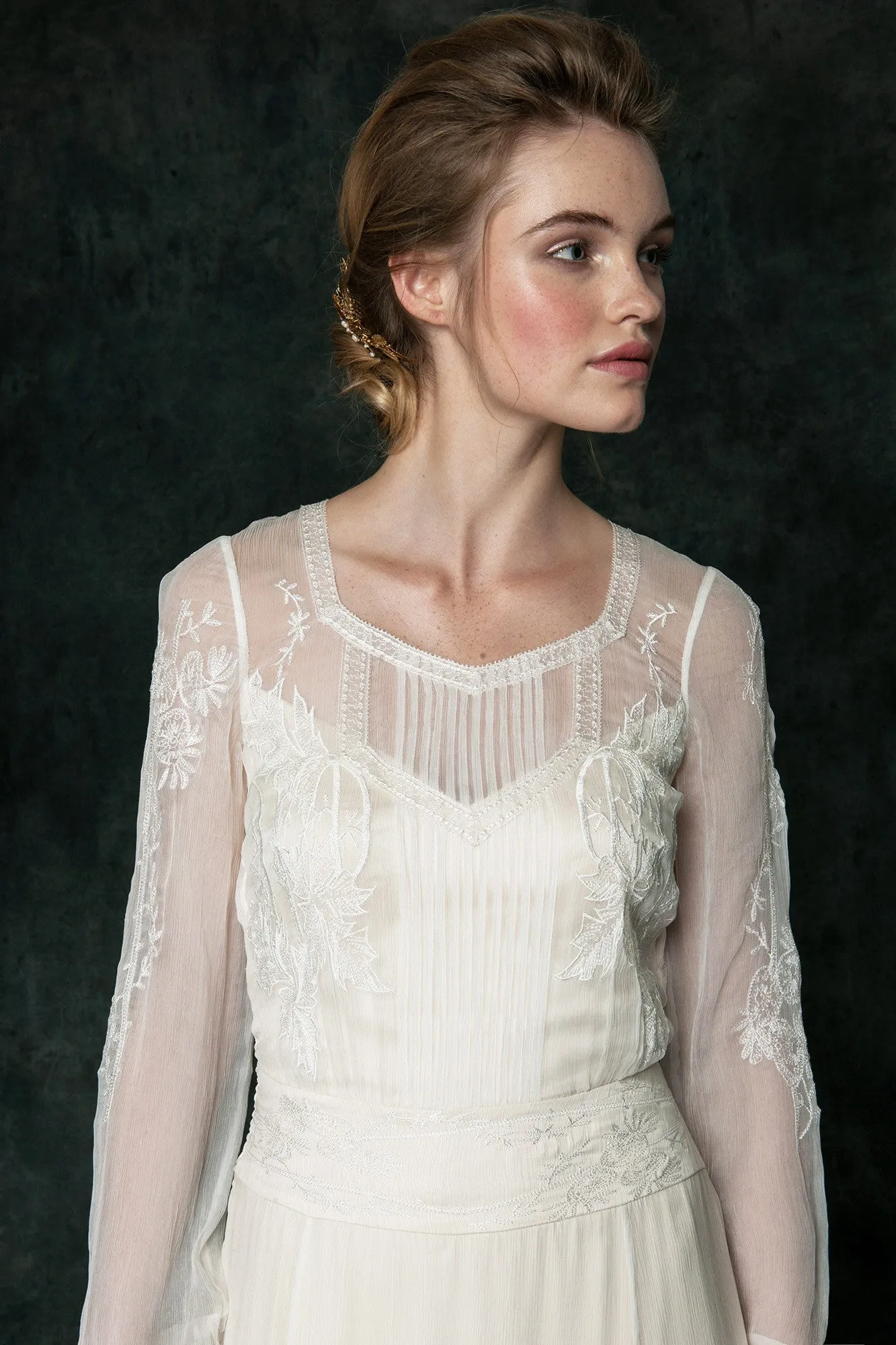 VT6310 Long Sleeve Edwardian Inspired Wedding Dress