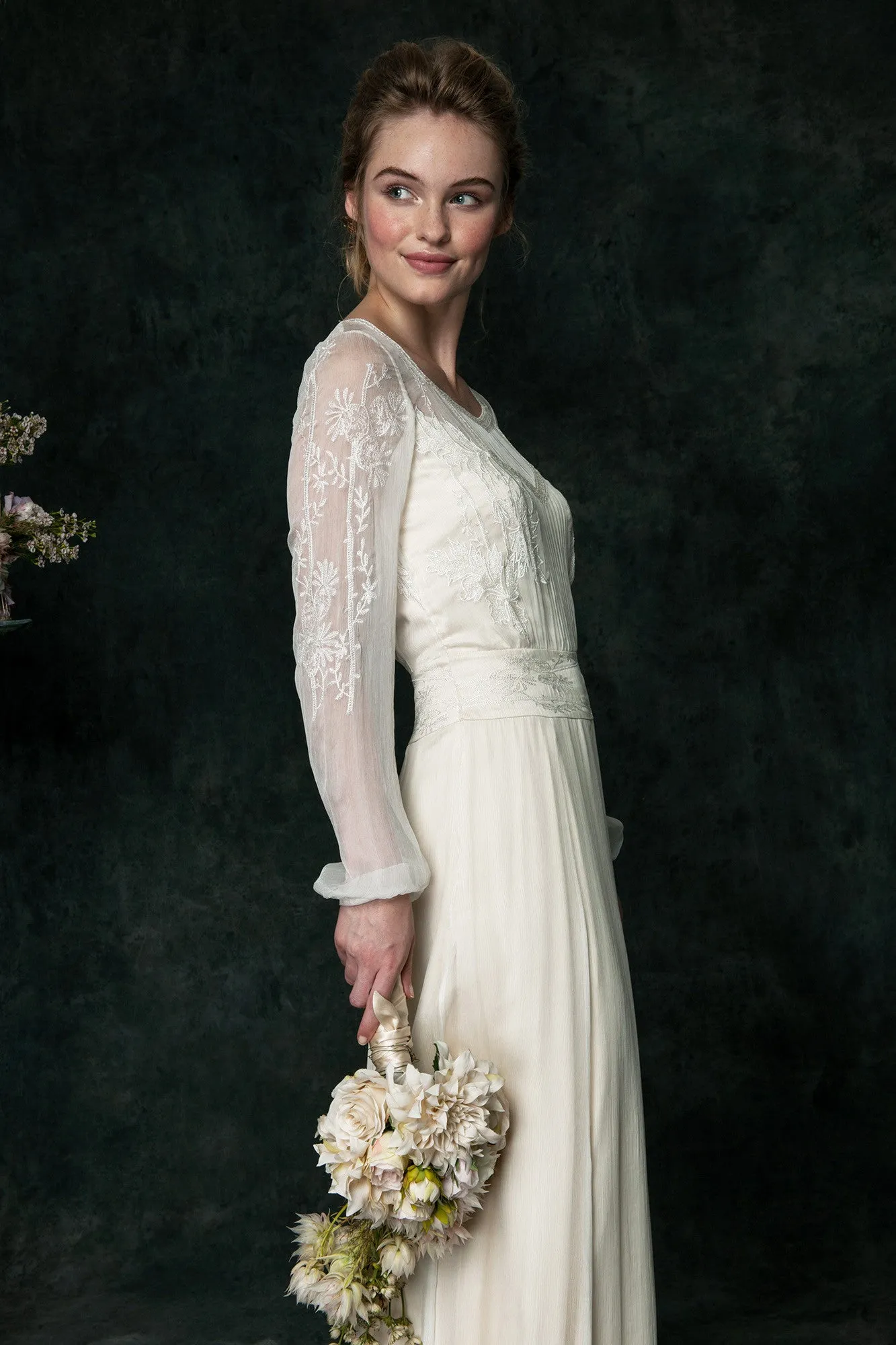 VT6310 Long Sleeve Edwardian Inspired Wedding Dress