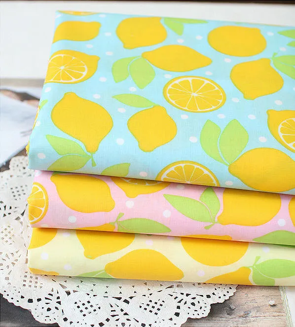 Waterproof Fabric Lemons on Blue By the Yard 39426