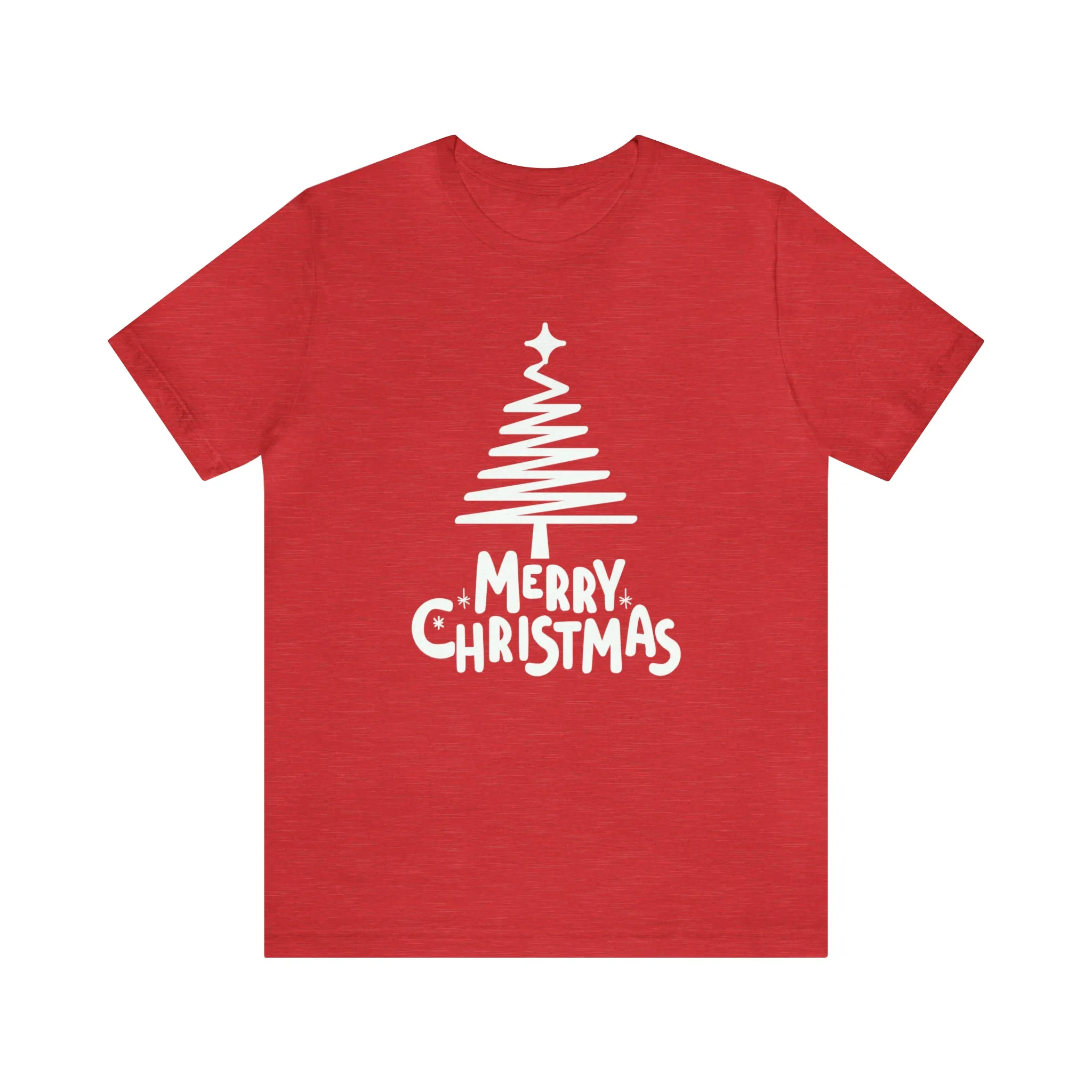 White Merry Christmas Tree T-Shirt | Christmas Holiday Tee |  Bella Canvas 3001Unisex | Happy Holidays Party Short Sleeve Tshirt