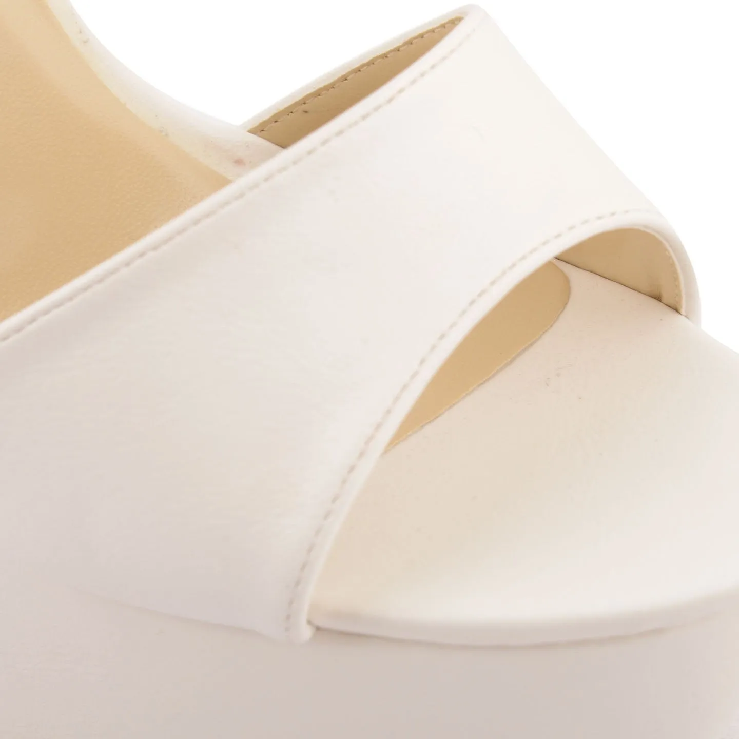 White Pu Cross Over Strap Platform Heels - Martha