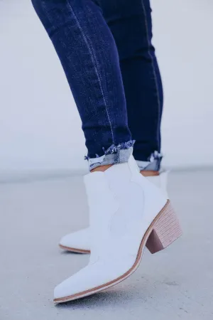 Wilder Side  Western Ankle Boot - White