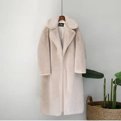 Winter High Quality Faux Vegan Rabbit Thick Fur Coat