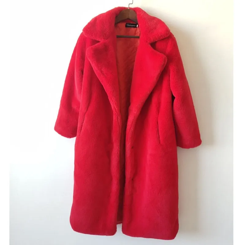 Winter High Quality Faux Vegan Rabbit Thick Fur Coat