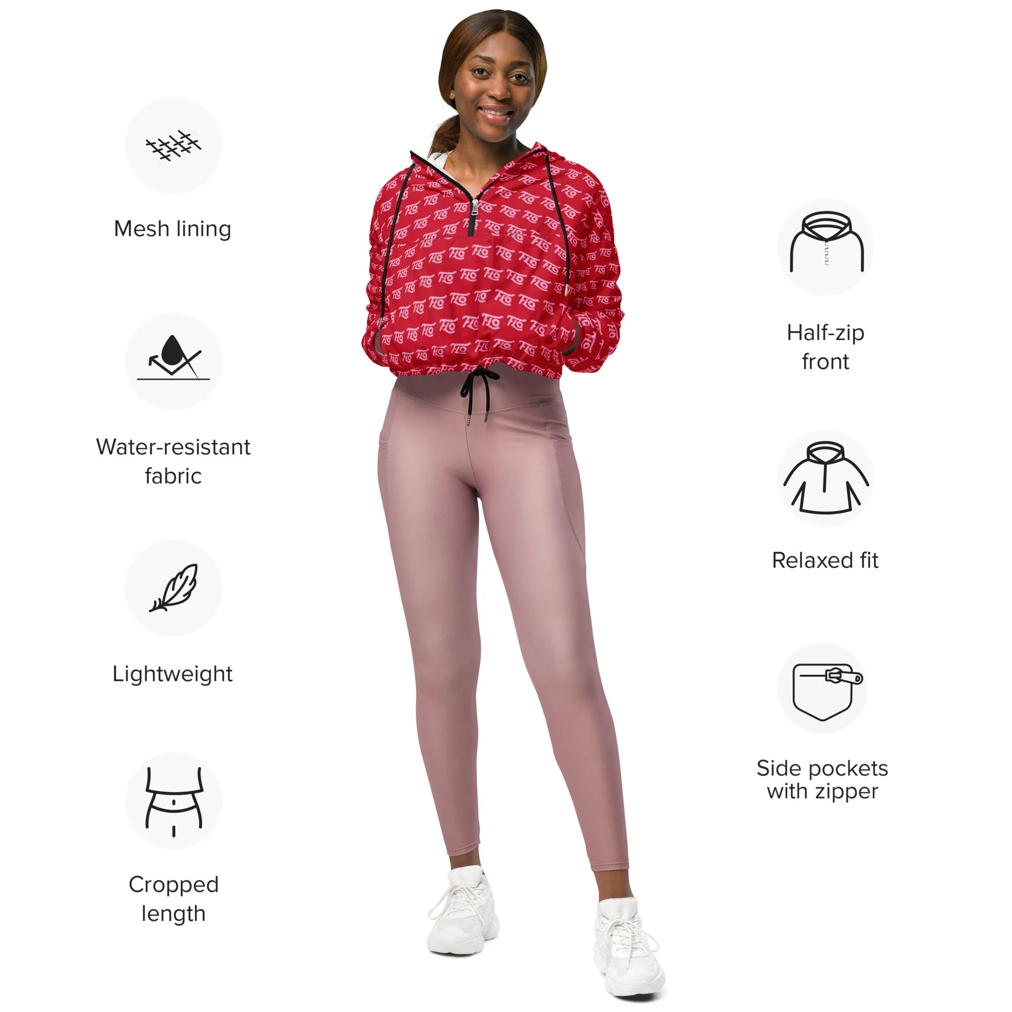 Women’s FLO Cropped Windbreaker (Red & Pink Edition)