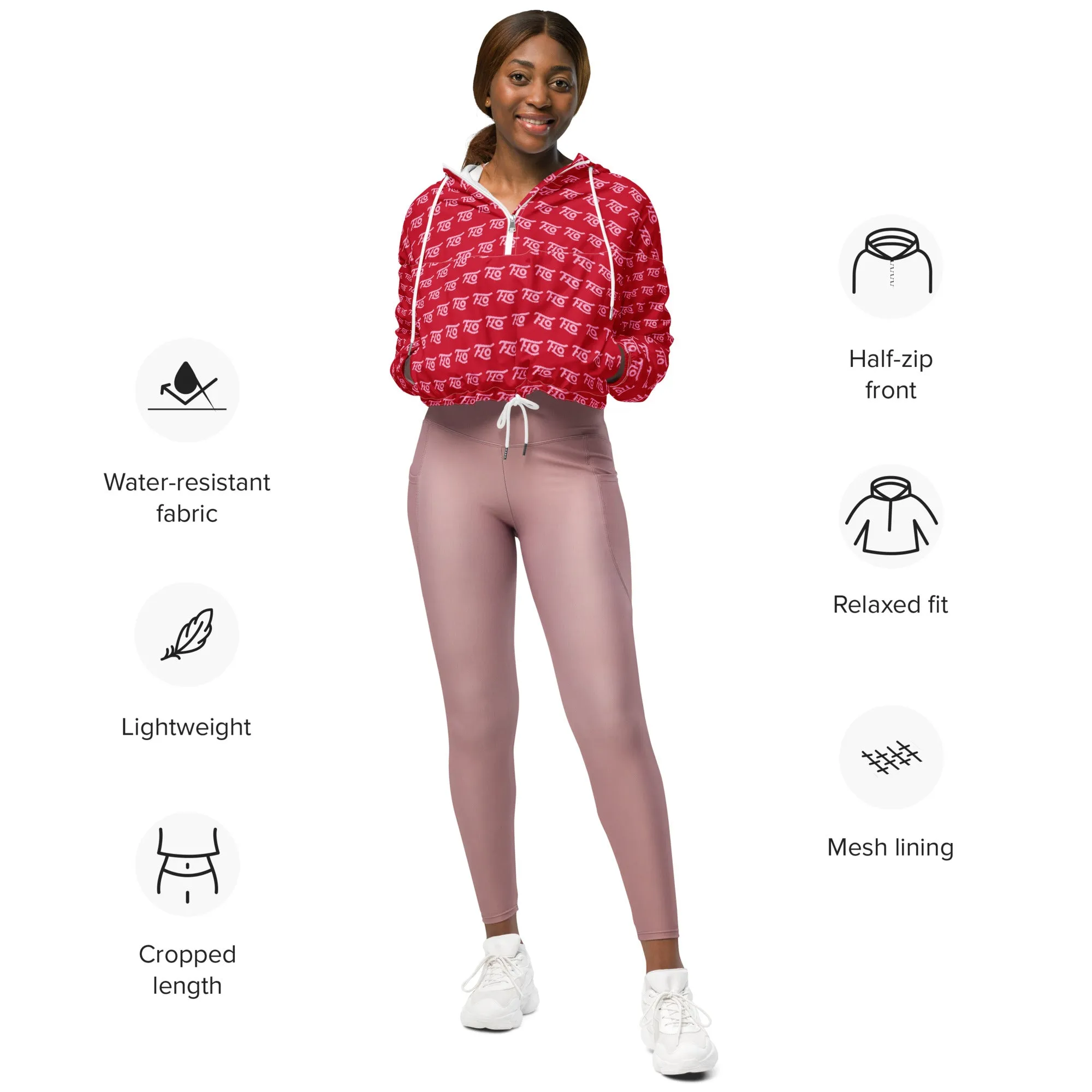 Women’s FLO Cropped Windbreaker (Red & Pink Edition)