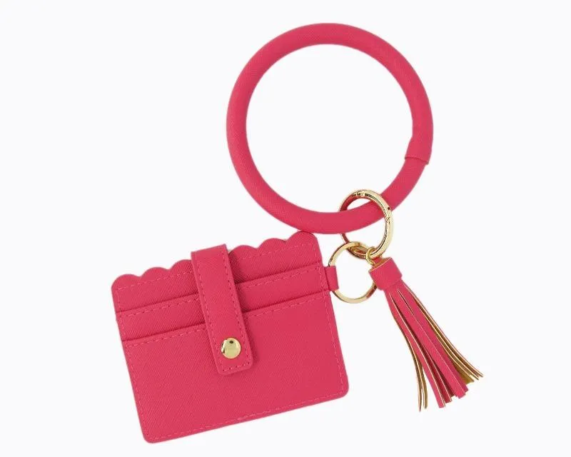 Wristlet Keychain & Wallet - Fuchsia