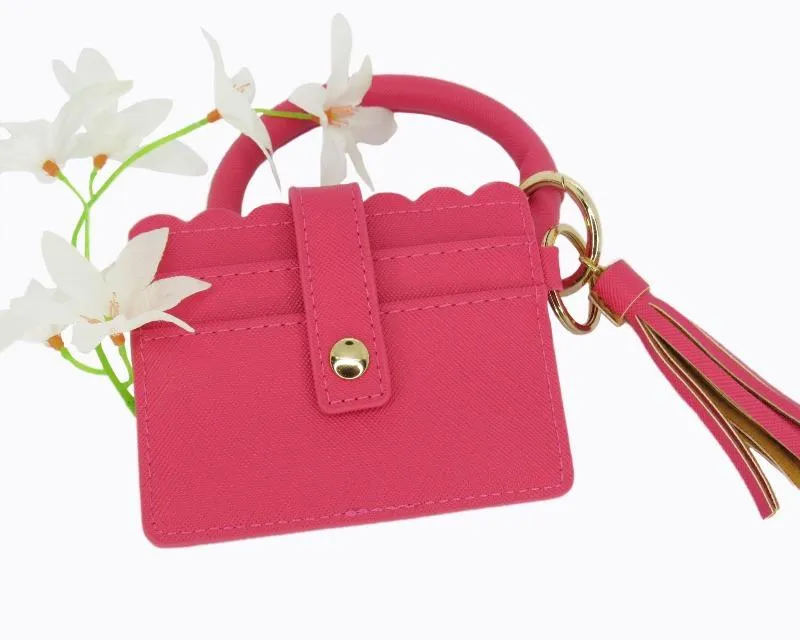 Wristlet Keychain & Wallet - Fuchsia